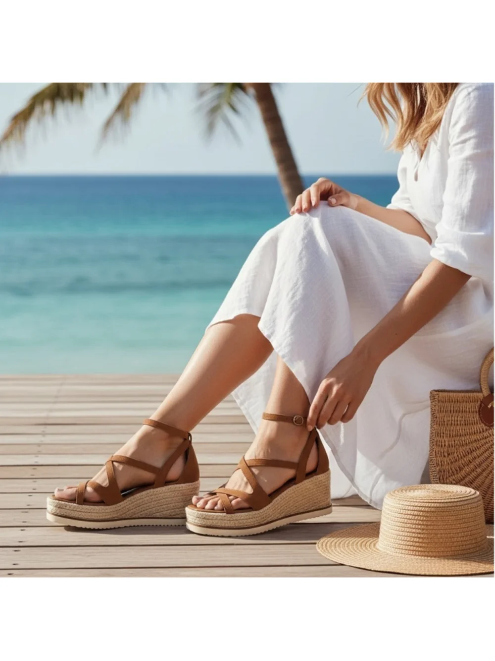 Lucky Brand Carolina LEATHER Jute Espadrille Braided Sandals 9.5 M Pinto Brown